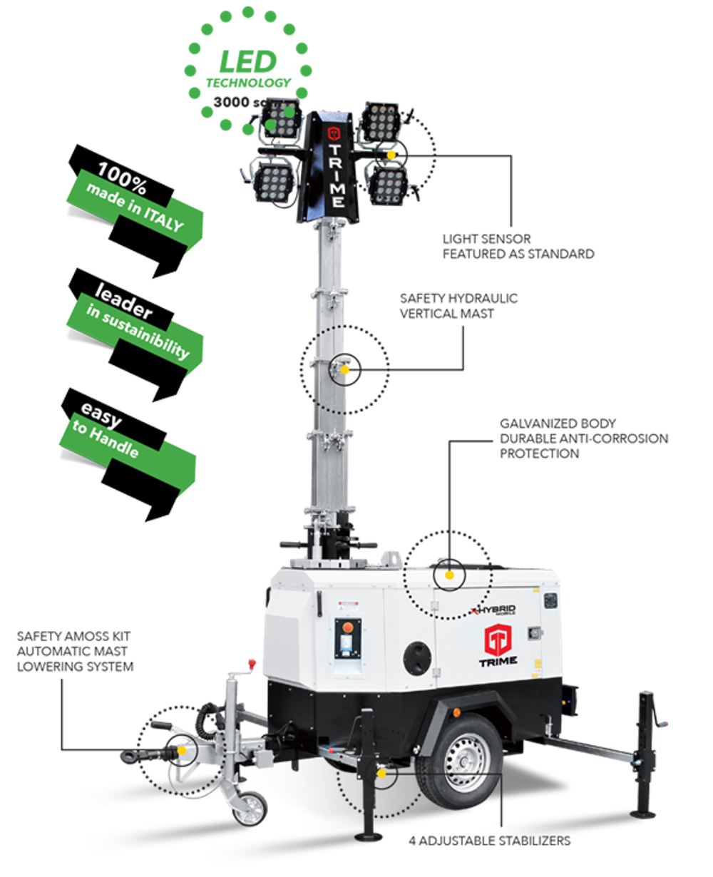 TRIME X-HYBRID MOBILE 4X150W LED 9M Гибридная осветительная мачта