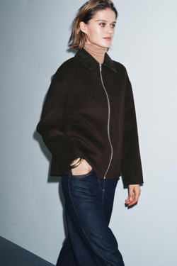 ZARA КУРТКА ИЗ СМЕСОВОЙ ШЕРСТИ — ZW COLLECTION, КОРИЧНЕВЫЙ