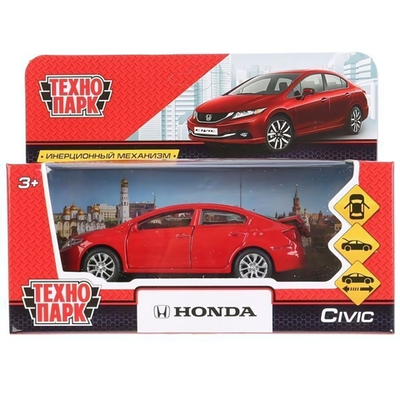 Модель ин. мет. "Honda Civic" 12см, открыв. двери, красный, коробка CIVIC-RD (Технопарк)