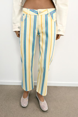 ZARA ДЖИНСЫ TRF ПРЯМОГО КРОЯ С НИЗКОЙ ПОСАДКОЙ В ПОЛОСКУ, ПОЛОСКИ