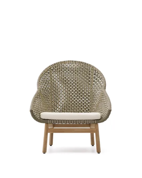 Кресло Olbia с высокой спинкой из искусственного ротанга и массива тика