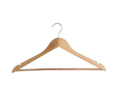 Вешалка Рыжий кот W2-РA 311367 для одежды, размером 46-48, с антискользящим резиновым покрытием, с перекладиной, деревянная, бежевая, 435мм / плечики