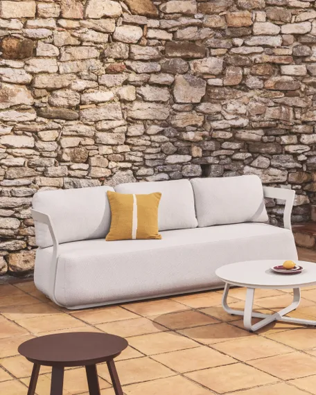 Уличный 3-х местный диван Tamaris из алюминия цвета экрю, 217 см