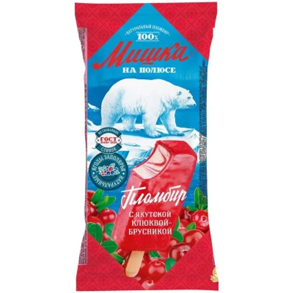 Эскимо МИШКА Ягодное пломбир клюква 75 гр.