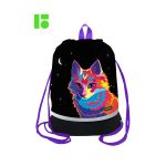 Мешок для обуви 1 отделение Berlingo "Astro Cat", 400*480мм, расширяющееся дно, светоотражающая лента, карман на молнии