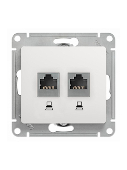 Розетка компьютерная 2-м Glossa RJ45 кат.5E механизм бел. SE GSL000185KK