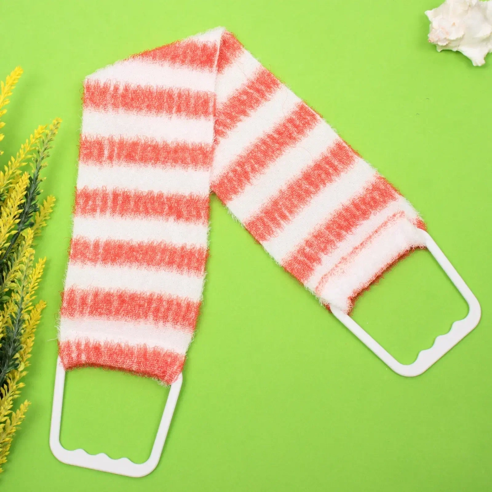 Мочалка для тела «ULTRAMARIN Peeling», жесткая, пластиковые ручки, цвет красный, 60*11см