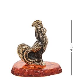 Народные промыслы AM-1249 Фигурка «Петушок золотой гребешок» (латунь, янтарь)