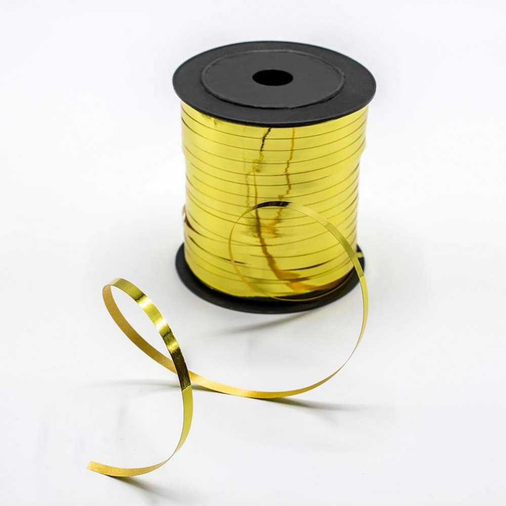 Лента Полипропилен 0,5см х 274м бобина с золотой полосой (Золотой)