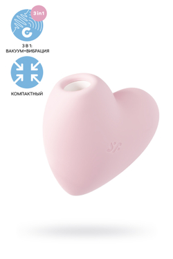 Вакуум-волновой стимулятор клитора с вибрацией Satisfyer Cutie Heart, силикон, розовый, 7,7 см