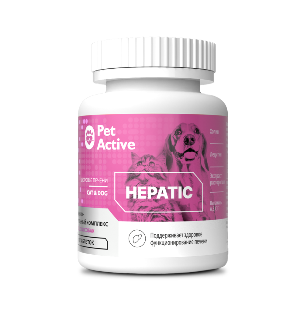 PETACTIVE Витаминно-минеральный комплекс для кошек и собак для поддержания здоровья печени (100 таблеток)