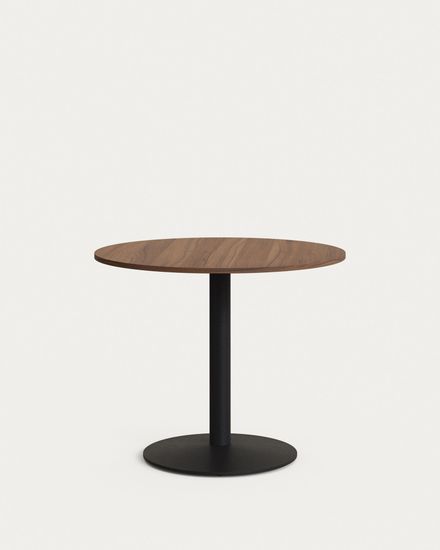 Esilda Круглый стол с меламиновой отделкой под орех и черной металлической  ножкой