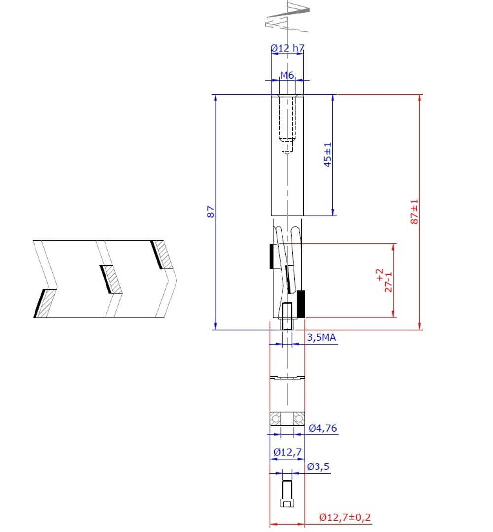 PCD фреза концевая алмазная c подшипником D.12,7x27x87,5 S=12x45 Z=3