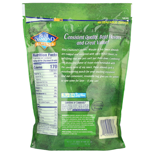 Blue Diamond, миндаль, жирный соус с васаби и соевым соусом, 454 г (16 унций)