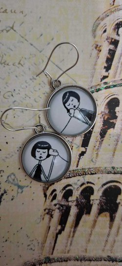 Серьги с кабошонами. Ручной работы.