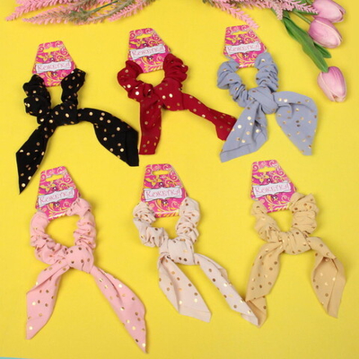 Резинка для волос 1шт «Collection KiKil», принт золотой горошек, микс 6 цветов, d-8.5см