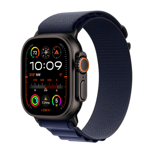 Умные часы Apple Watch Ultra 2 (2024) GPS + Cellular, 49mm, Black Titanium Case with Navy Alpine Loop S, (Темно-синий)