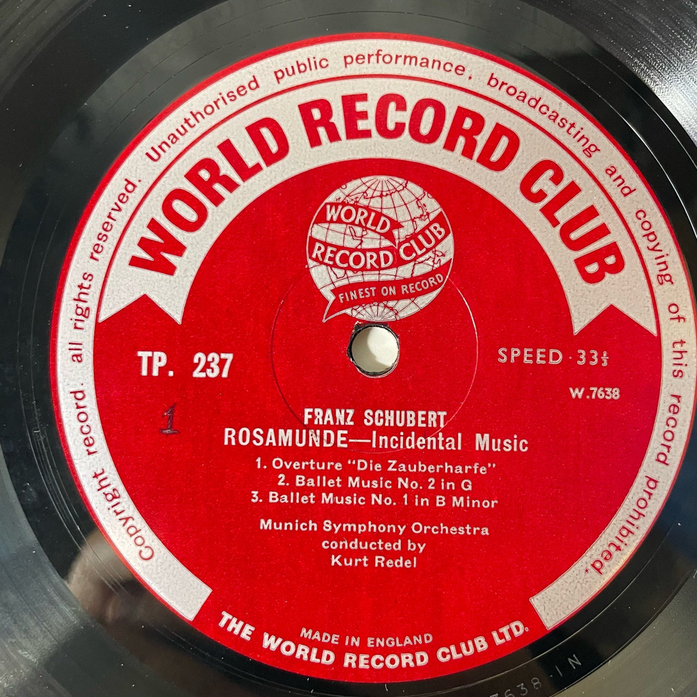 Винтажная виниловая пластинка LP Schubert Шуберт Rosamunde Розамунда (Англия 1963)