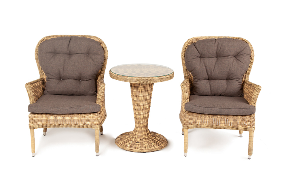 "Алиса" кофейный комплект из искусственного ротанга, цвет соломенный