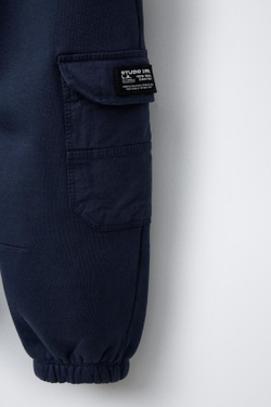 ZARA БРЮКИ-ДЖОГГЕРЫ В СТИЛЕ КАРГО, МОРСКОЙ СИНИЙ