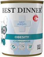 Консервы диета Best Dinner Vet Profi Obesity для снижения и контроля избыточной массы тела у взрослых собак с говядиной 340 г