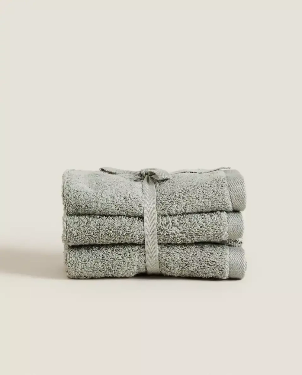 ZARA HOME (НАБОР ИЗ 3 ШТ.) ПОЛОТЕНЦЕ ИЗ ВЫСОКОКАЧЕСТВЕННОГО ХЛОПКА, ЗЕЛЕНЫЙ