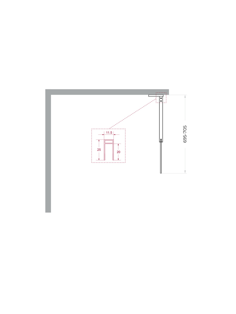 Душевая перегородка BelBagno UNO-L-1-TB-70-C-Cr профиль хром, стекло прозрачное