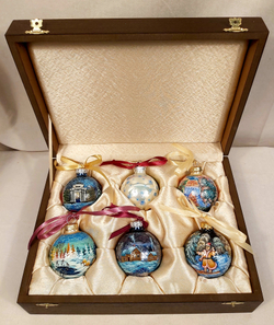 Набор елочных шаров  с ручной росписью Палех  "Новогодний"