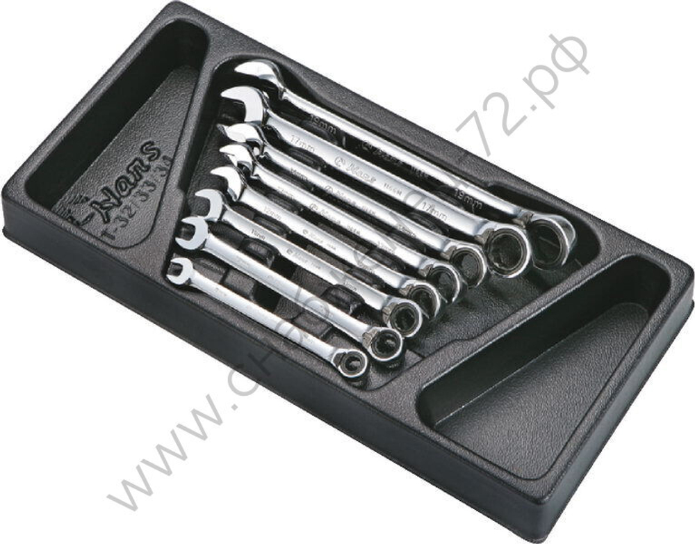 Набор ключей трещоточных с реверсом Hans в ложементе, TT-34