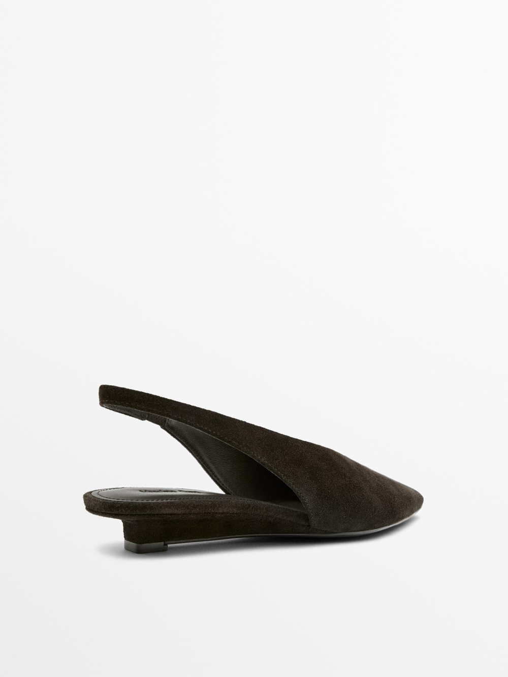 Massimo Dutti Туфли-слингбэки из натуральной замши с открытой пяткой, коричневый