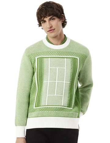 Мужская теннисная кофта Lacoste Court Graphic - green/white