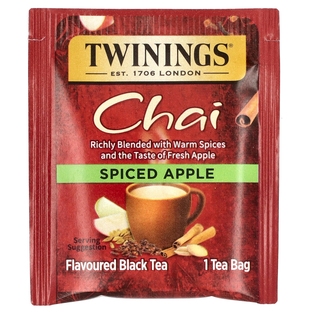 Twinings, Черный чай, чай, яблоко с пряностями, 20 чайных пакетиков, 40 г (1,41 унции)