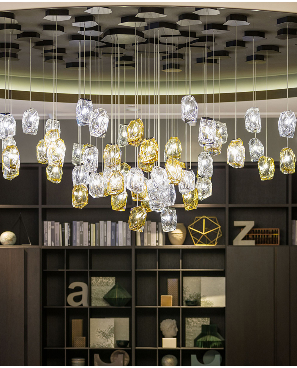 Pendant design lamp Crystal Rock by Lasvit (Brown)
