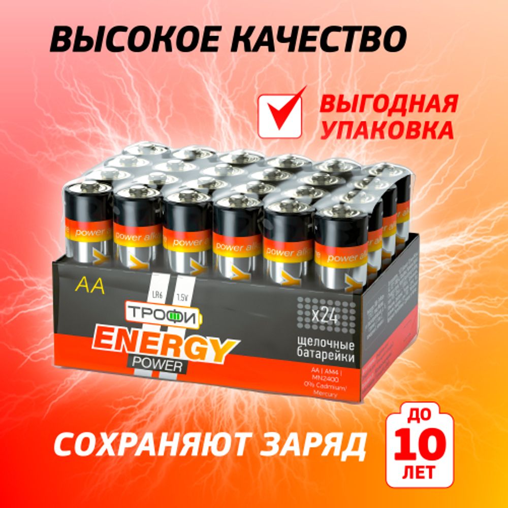 Батарейки Трофи LR6-24 bulk ENERGY POWER Alkaline