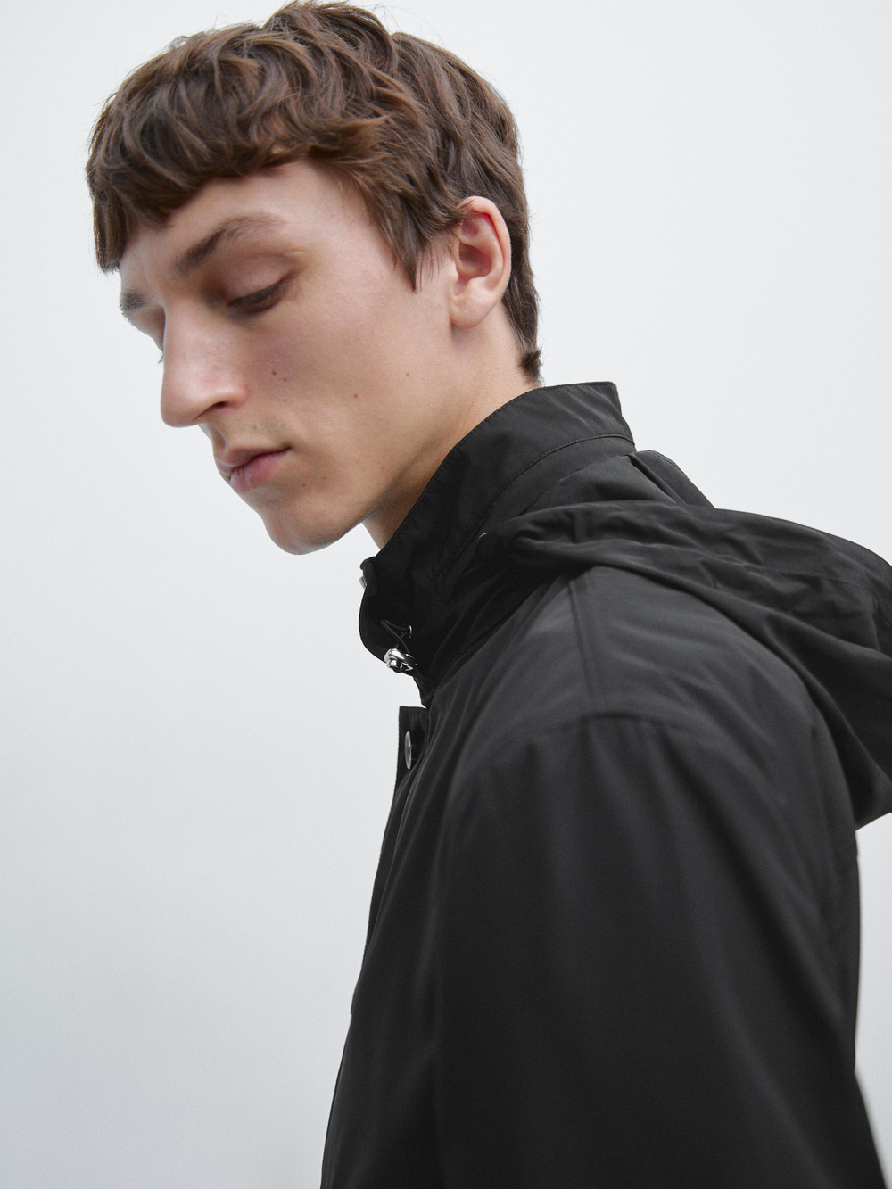 Massimo Dutti Парка с капюшоном, черный