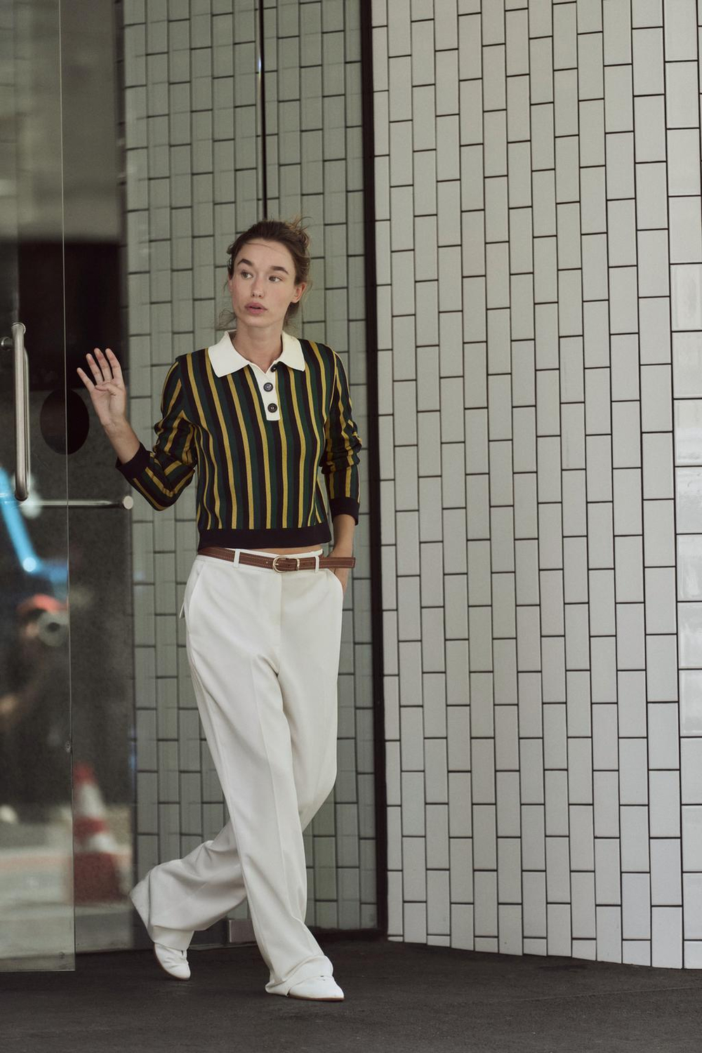 ZARA СВИТЕР В ПОЛОСКУ С ВОРОТНИКОМ ПОЛО, РАЗНОЦВЕТНЫЙ