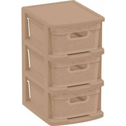 Комод 3 ящика, Ajur, 30х37х52 см, кофейн, плетеный, BQ3795КФ, BranQ
