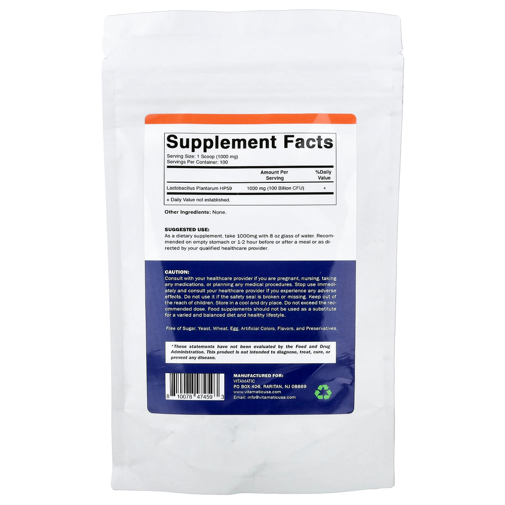 Vitamatic, лактобактерии плантарум (Lactobacillus plantarum), 100 г (3,5 унции)