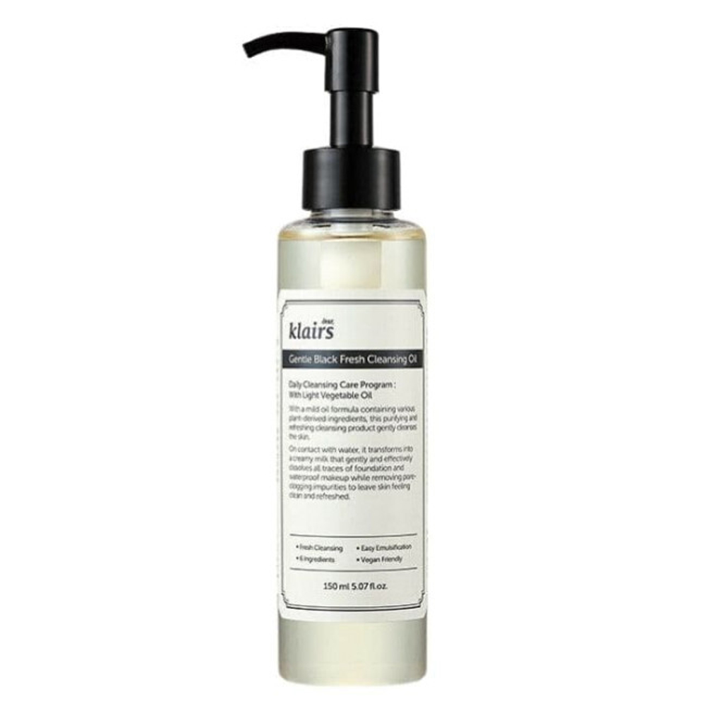 Dear, Klairs Gentle Black Fresh Cleansing Oil увлажняющее гидрофильное масло