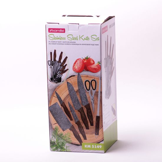 Набор кухонных ножей и ножницы на акриловой подставке 8 предметов Kamille