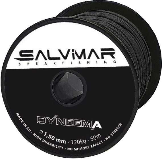 Линь Salvimar Dyneema черный ø1,5 мм 120 кг 1 метр (катушка 50 м)