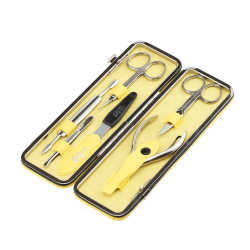 Фото маникюрный набор GD 2161YESM 6 предметов из высококачественной стали в жёлтом футляре из искусственной кожи в подарочной упаковке с гарантией