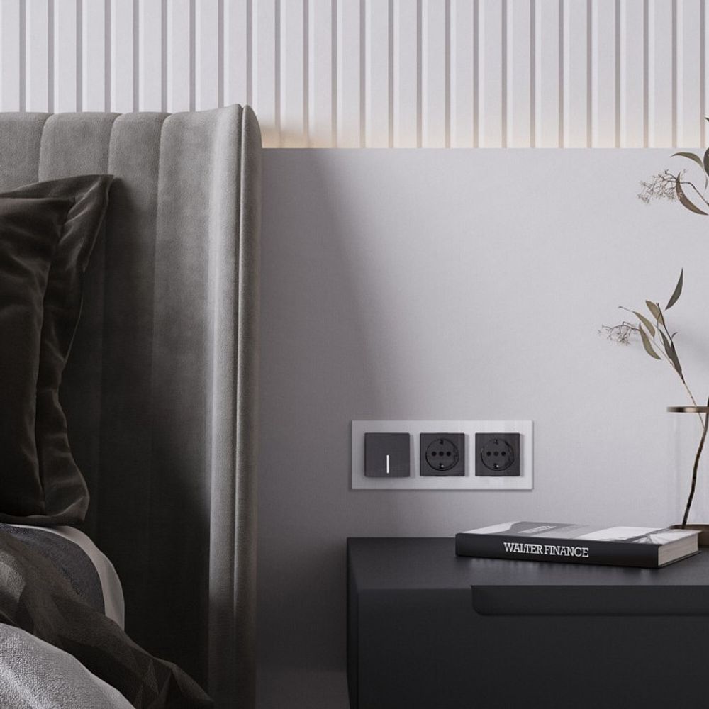 Розетка с заземлением, без рамки Werkel черный акрил W1171048