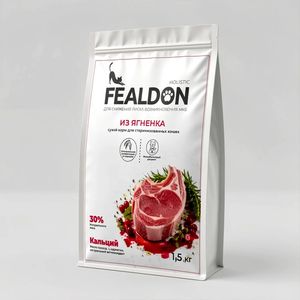 Сухой корм для кошек стерилизованных Fealdon с ягненком, холистик, полнорационный, 400 г