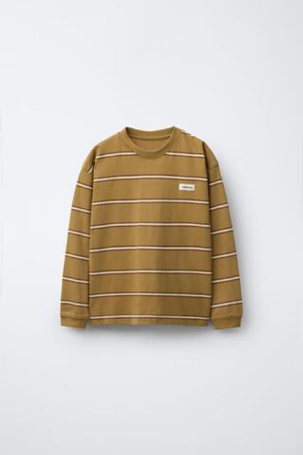 ZARA Х BENSIMON ® ЛОНГСЛИВ С ДЛИННЫМИ РУКАВАМИ В ПОЛОСКУ, ОЛИВКОВО-ЗЕЛЕНЫЙ