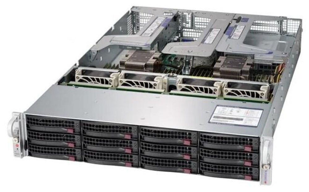 Сервер Supermicro SuperServer 6029U-TR4 без процессора/без ОЗУ/без накопителей/количество отсеков 3.5" hot swap: 12/1000 Вт/LAN 1 Гбит/c