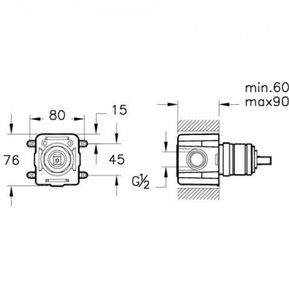 Встраиваемая часть смесителя для душа Vitra Dynamic S, на 1 отверстие, керамический картридж, A40961EXP