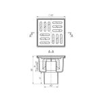 50 трап с вертик. спуском,н/рег решетка 100х100 пласт. АНИ пласт TA5204