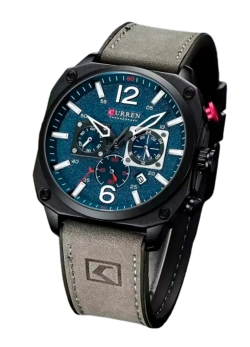 Часы наручные кварцевые CURREN на кожаном ремешке, черный/серый W8450-01