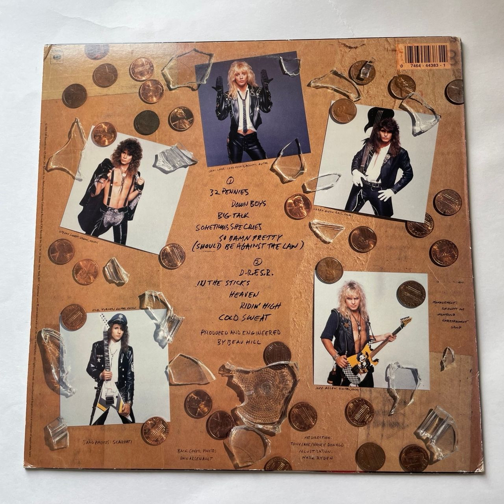 Винтажная виниловая пластинка LP Warrant Dirty Rotten Filthy Stinking Rich (США 1989)